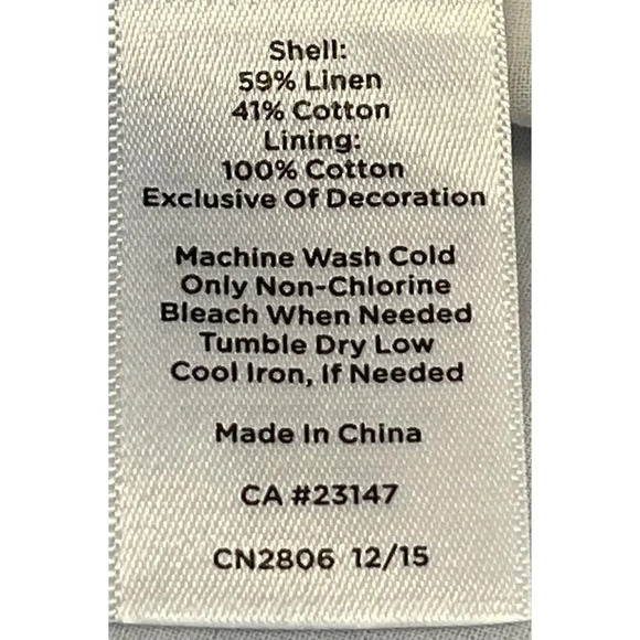 Talbots Womens Size 8 P Blue/White Striped Linen Blend Crochet V Neck - Picture 5 of 12